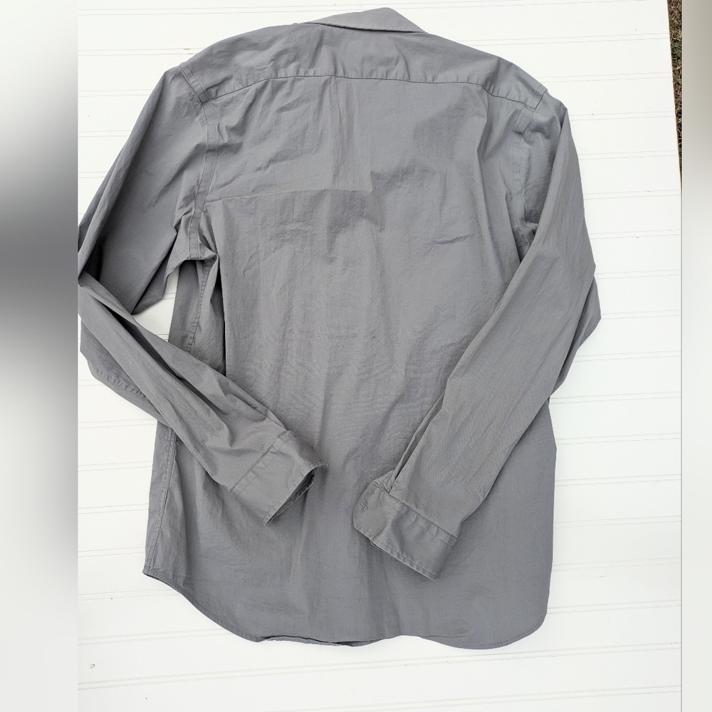 Express 1MX Gray Modern Fit Button Down Shirt - Picture 2 of 4